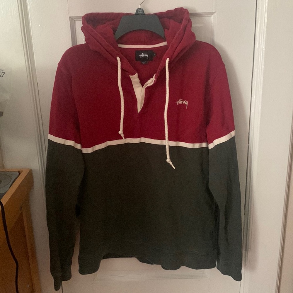 Y2K Stussy color block hoodie
